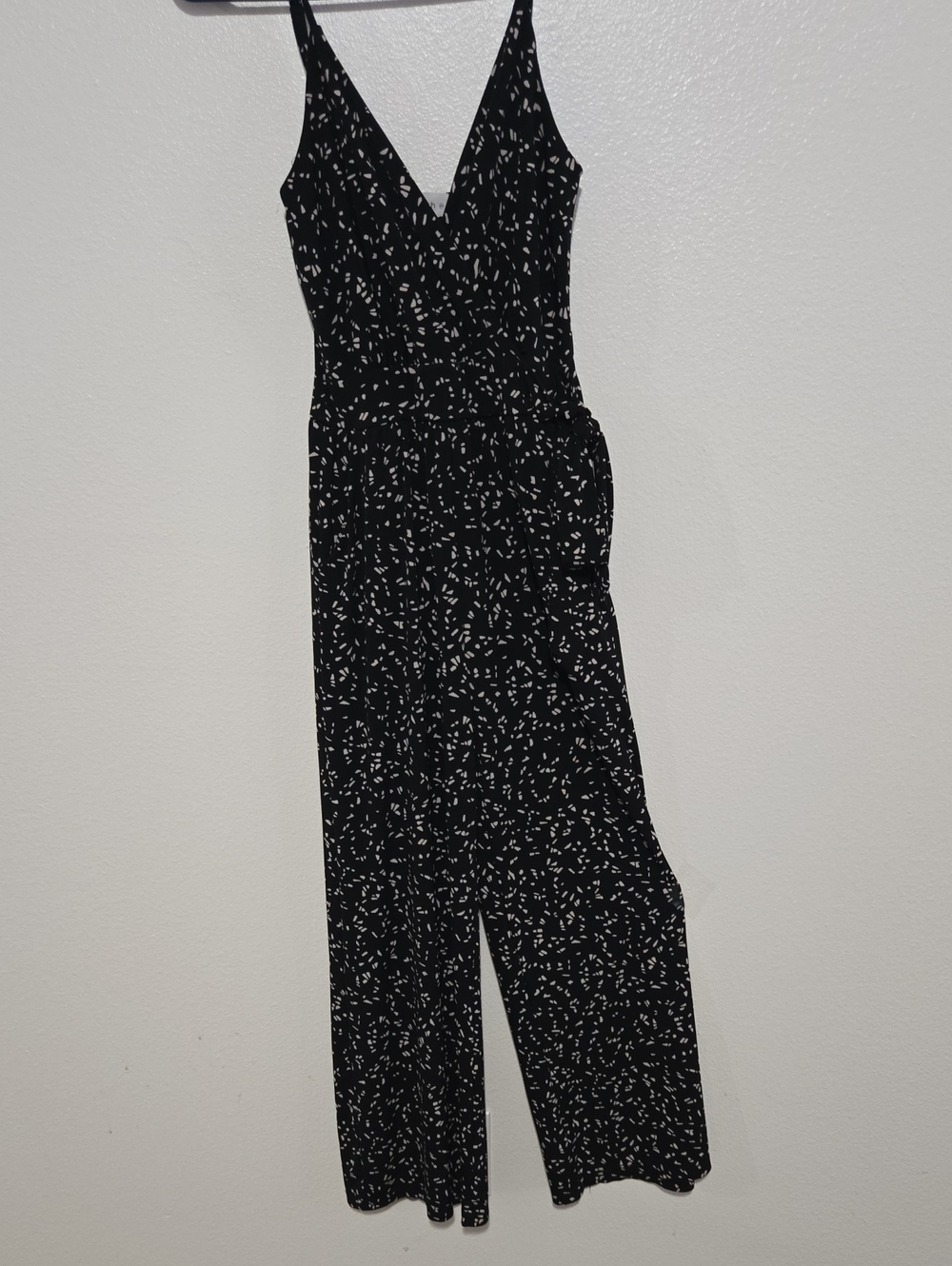 Kaileigh Black Jumpsuit with White Sprinkle Print